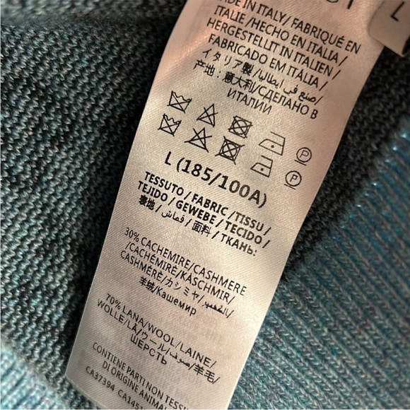 GUCCI Logo-Jacquard GG Blue Cashmere & Wool Blend Knit Crewneck Sweater Size L - Picture 3 of 3